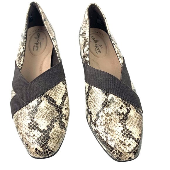 CLARKS Collection Juliet Dahlia Taupe Snake Print Loafers  NWOB - Picture 4 of 8